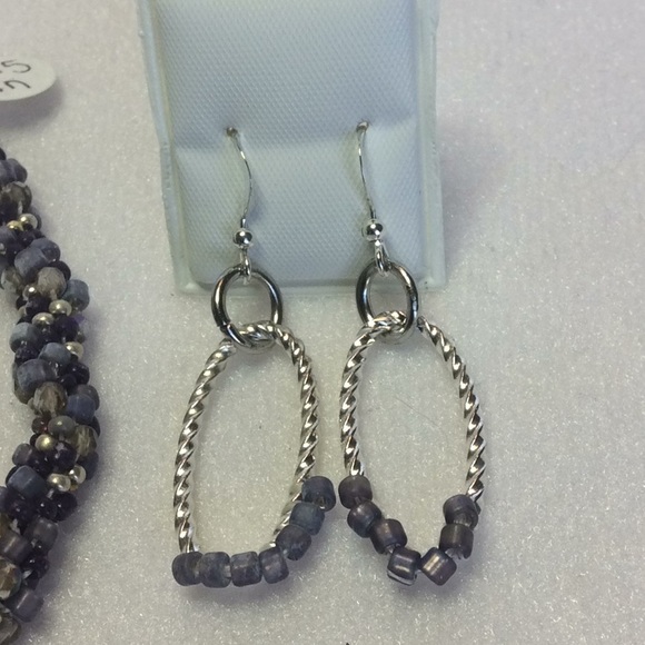 FINAL SALE PRICE Designer 2 Pc Bracelet & ER Set in Purple & Silver - Picture 4 of 4